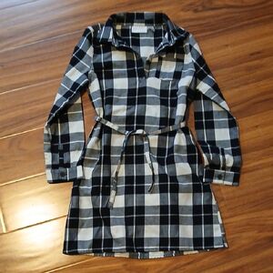 Plaid Long Sleeve Shirt Midi Dress Girl Size 7/8